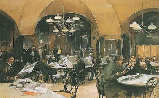 "Im Café Griensteidl" - Quadro di Reinhold Völkel (1896)