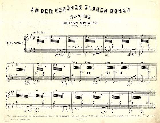 La prima stampa di 'Sul bel Danubio' blu di Johann Strauss