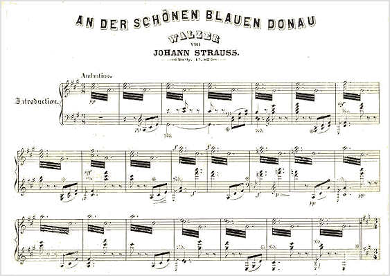 La prima stampa di 'Sul bel Danubio' blu di Johann Strauss