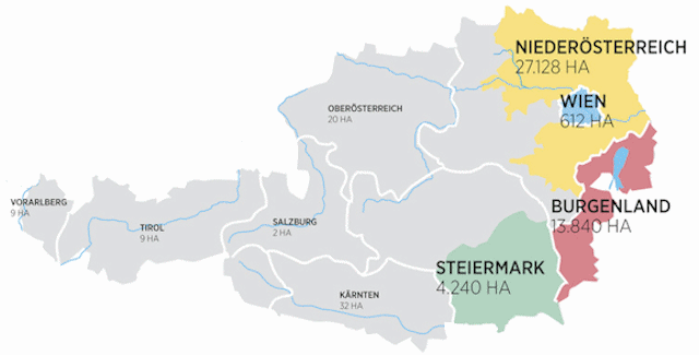 Le zone di viticoltura in Austria